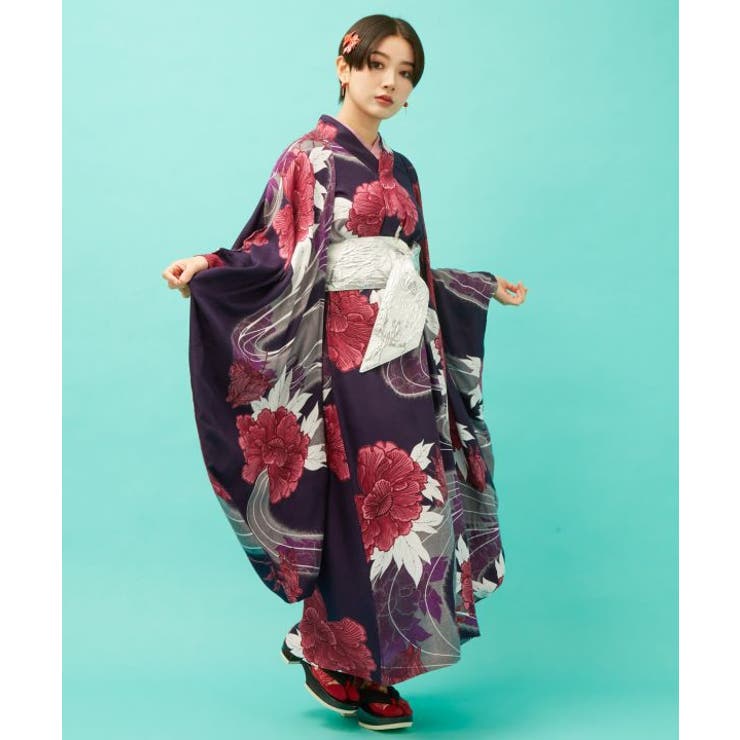 パープル | 【カヤ】【UVカット加工】花舟振袖風羽織 | アミナコレクション 