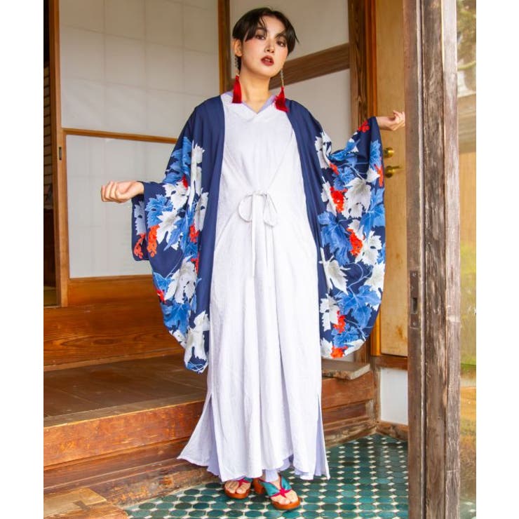 ネイビー | 【カヤ】【ＵＶカット加工】蔓房振袖風羽織 | アミナコレクション 