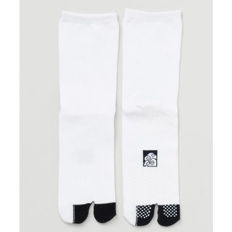 ホワイト×ブラック | 【カヤ】滑り止め足袋型靴下（23-25cm） | アミナコレクション 