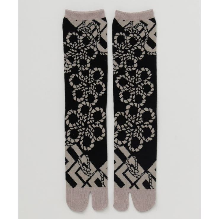 ブラック | 【カヤ】紋装い足袋型靴下（25-28ｃｍ） | アミナコレクション