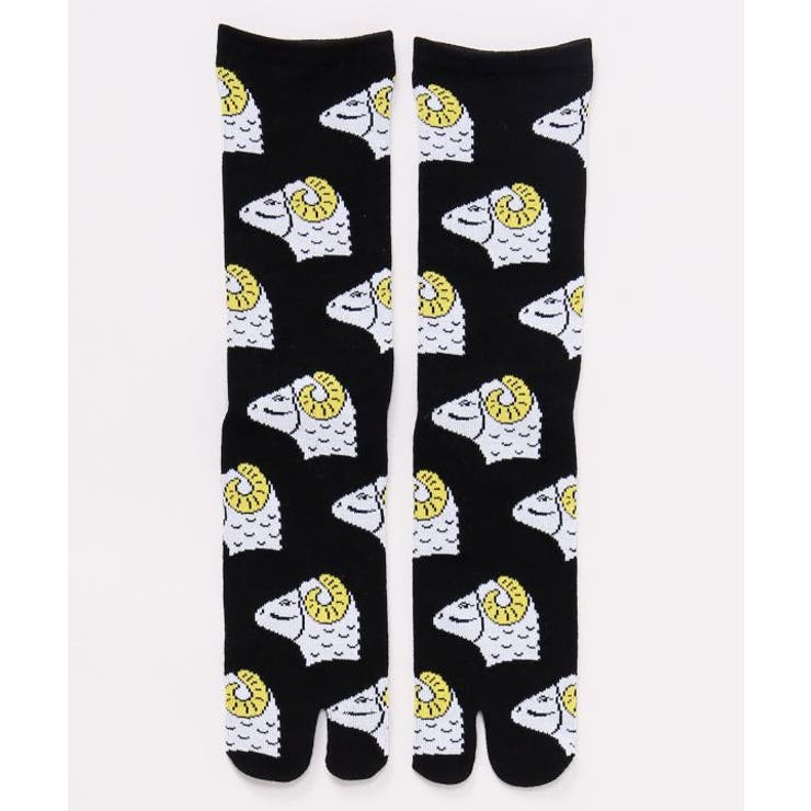 ブラック×ホワイト | 【カヤ】未の群れ足袋靴下（25-28ｃｍ） | アミナコレクション 