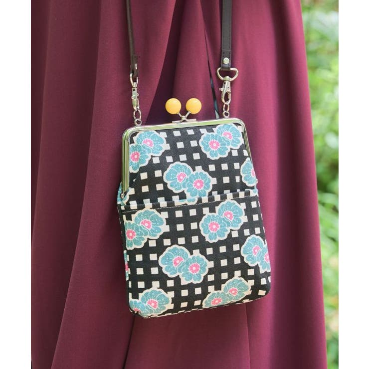 【カヤ】格子レトロがま口ショルダーバッグ | アミナコレクション  | 詳細画像16 