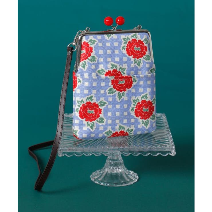 ブルー系その他 | 【カヤ】格子レトロがま口ショルダーバッグ | アミナコレクション 