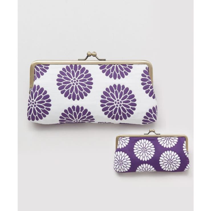 パープル | 【カヤ】花ふくれ織り がま口メガネケース | アミナコレクション 