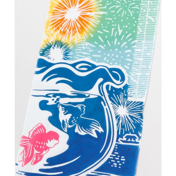 【カヤ】注染手ぬぐい 花火と金魚 | アミナコレクション  | 詳細画像1 