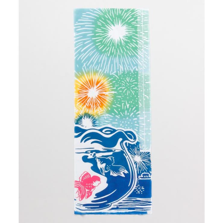 マルチ | 【カヤ】注染手ぬぐい 花火と金魚 | アミナコレクション 