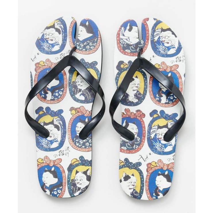 ベージュ | 【カヤ】浮世絵柄足袋サンダル（24-25cm） | アミナコレクション 