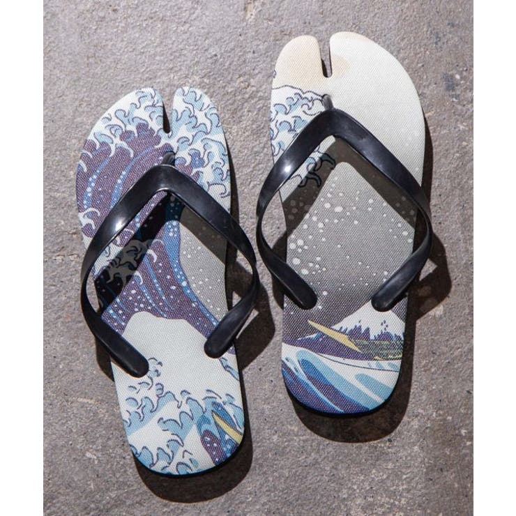 ブルー | 【カヤ】浮世絵柄足袋サンダル（26-28cm） | アミナコレクション 