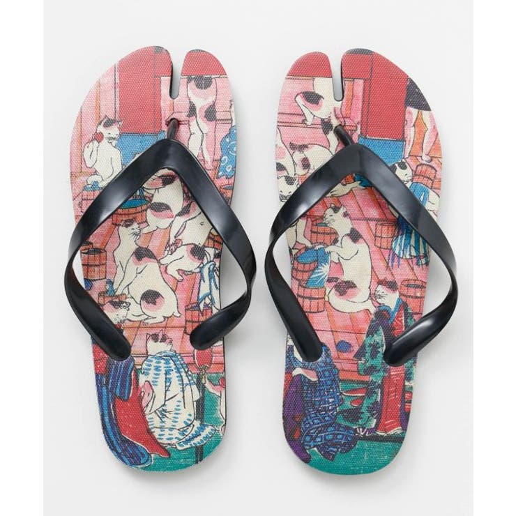 ピンク | 【カヤ】浮世絵柄足袋サンダル（26-28cm） | アミナコレクション 