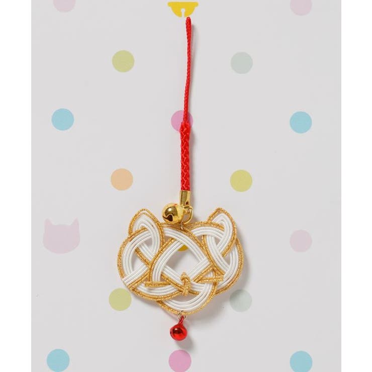 ホワイト | 【カヤ】水引猫ストラップ | アミナコレクション 