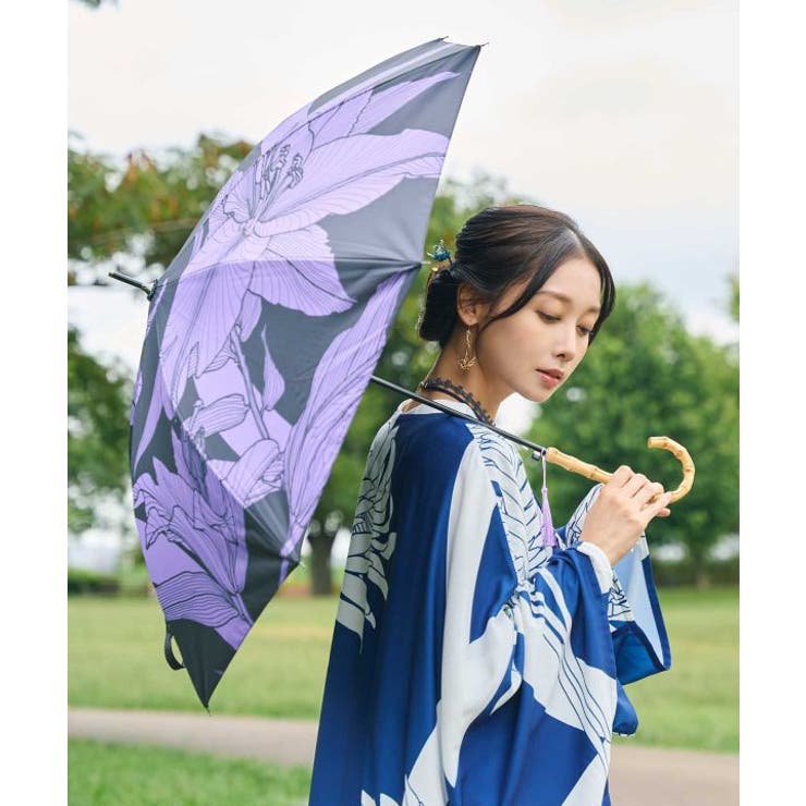 パープル | 【カヤ】花影日傘【晴雨兼用・遮光性99.99%】 | アミナコレクション 