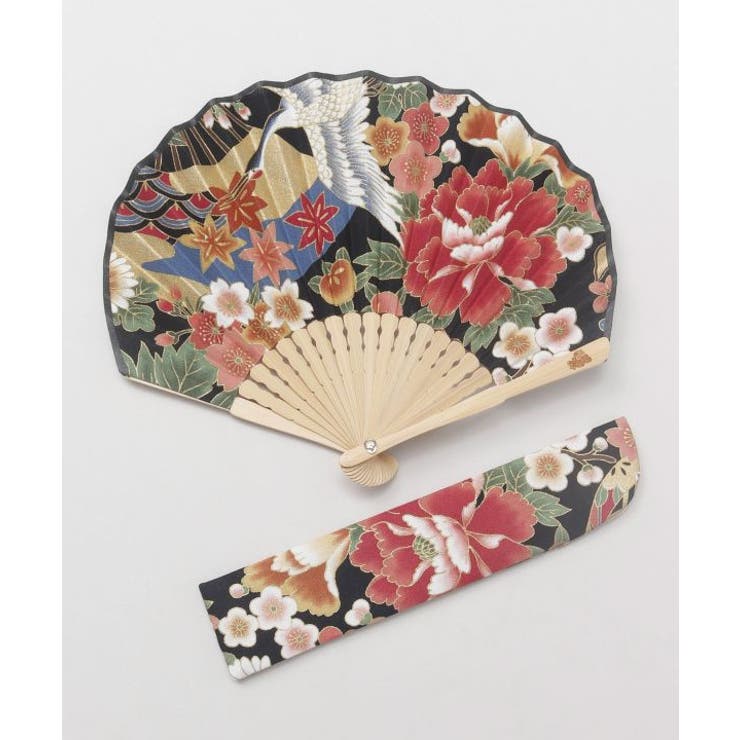ブラック | 【カヤ】開花扇子 | アミナコレクション 