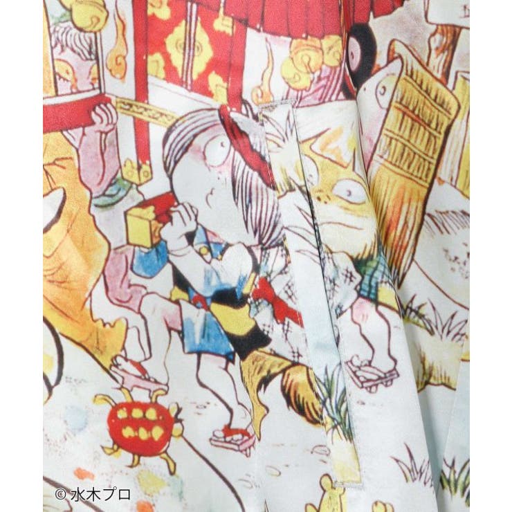 希少L ゲゲゲの鬼太郎 スカジャン リバーシブル 刺繍 ジャケット　水木しげる カヤ】ゲゲゲの鬼太郎リバーシブル刺子ジャン《水木しげる》[品番