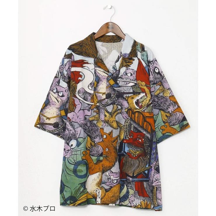 蔵*人様 新品　Lサイズ綿100% 倭物やカヤ 水木しげる アロハシャツ 妖怪/ Lサイズ】綿100% 倭物やカヤ 水木しげる アロハシャツ 妖怪