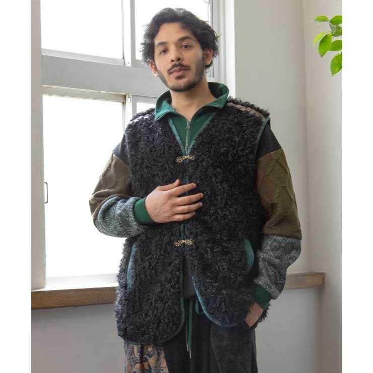 【チャイハネ】モケリプードルファーメンズベスト | アミナコレクション | 詳細画像2 