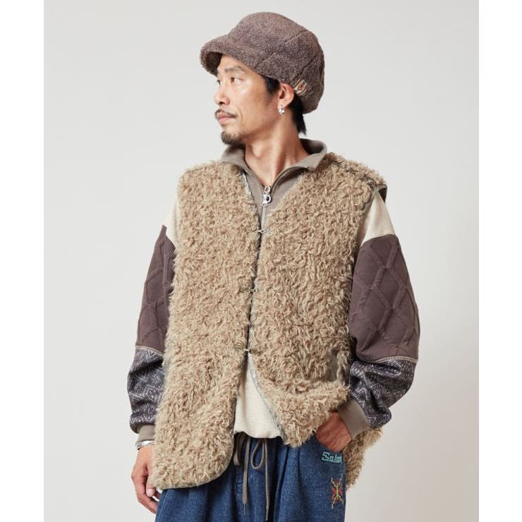 【チャイハネ】モケリプードルファーメンズベスト | アミナコレクション | 詳細画像5 