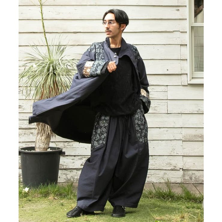 【チャイハネ】ヤオリ異素材パッチワークMEN'Sロングカーディガン | アミナコレクション | 詳細画像2 