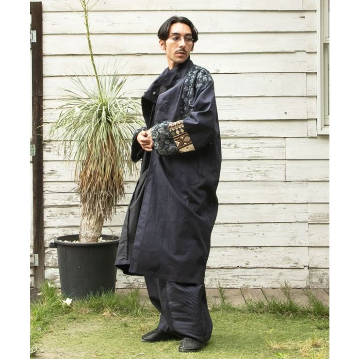 【チャイハネ】ヤオリ異素材パッチワークMEN'Sロングカーディガン | アミナコレクション | 詳細画像3 