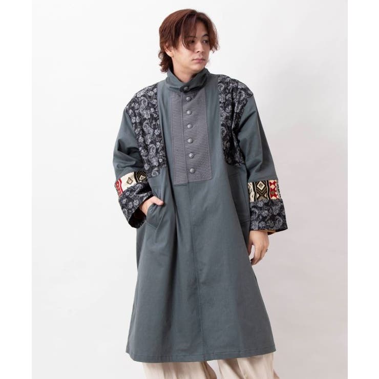 【チャイハネ】ヤオリ異素材パッチワークMEN'Sロングカーディガン | アミナコレクション | 詳細画像6 