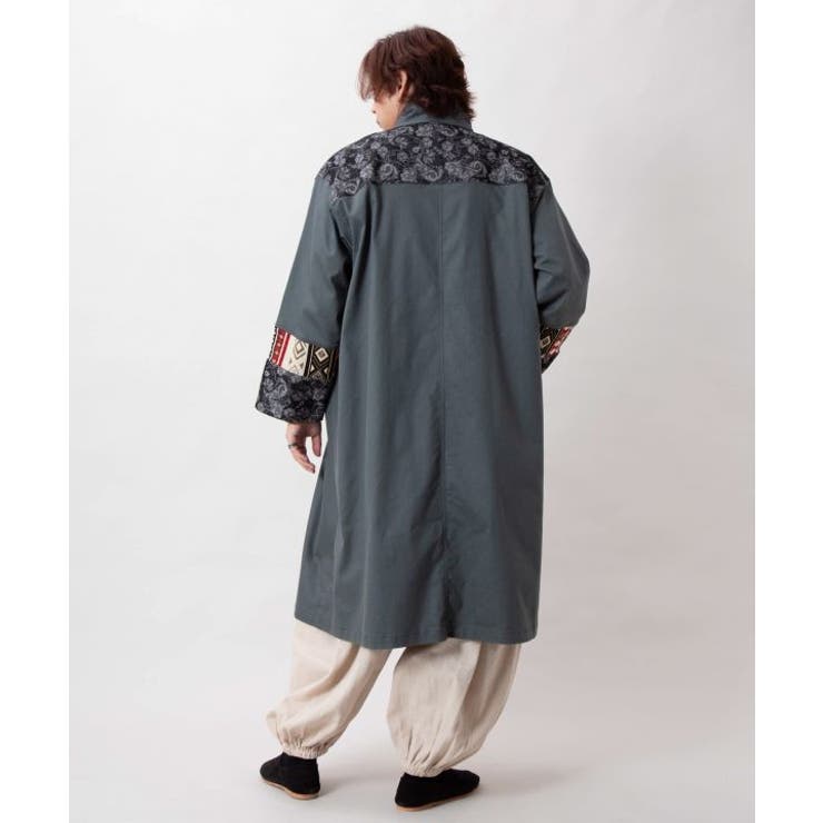 【チャイハネ】ヤオリ異素材パッチワークMEN'Sロングカーディガン | アミナコレクション | 詳細画像9 