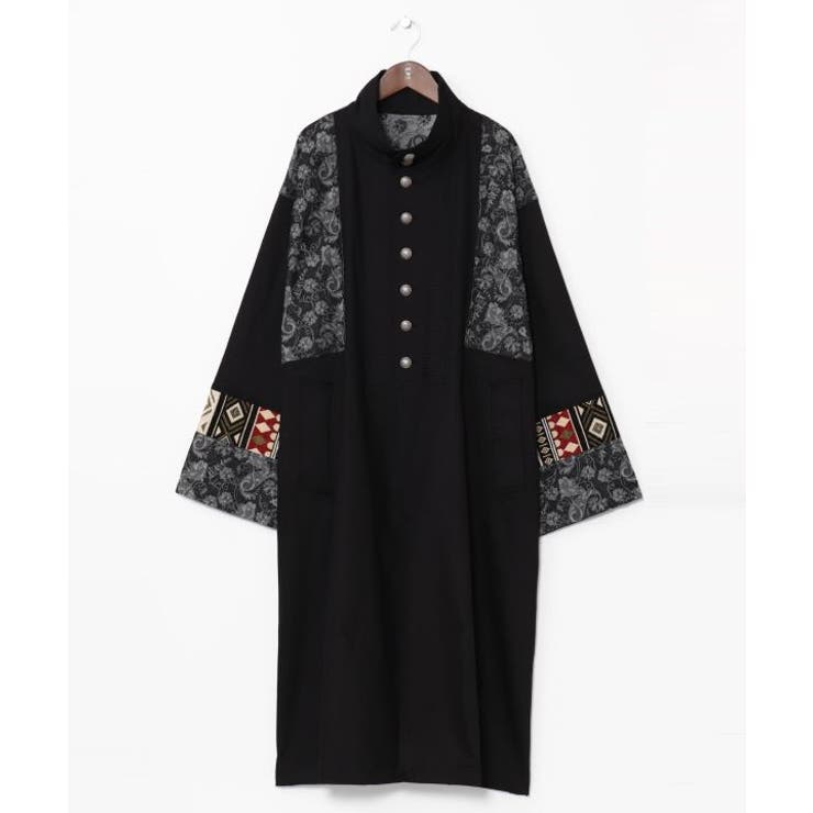 ブラック | 【チャイハネ】ヤオリ異素材パッチワークMEN'Sロングカーディガン | アミナコレクション