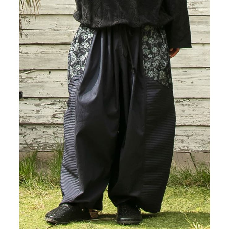 ブルー | 【チャイハネ】ヤオリ異素材パッチワークMEN'Sパンツ | アミナコレクション