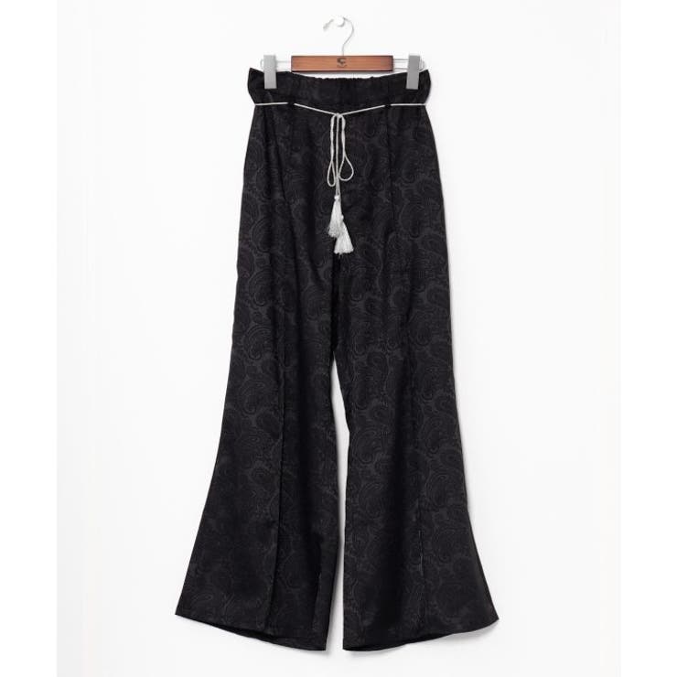 ブラック | 【チャイハネ】サテンレイフレアパンツ | アミナコレクション 