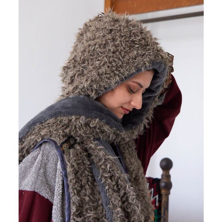 【チャイハネ】モケリマフラー【フード付き】 | アミナコレクション  | 詳細画像2 