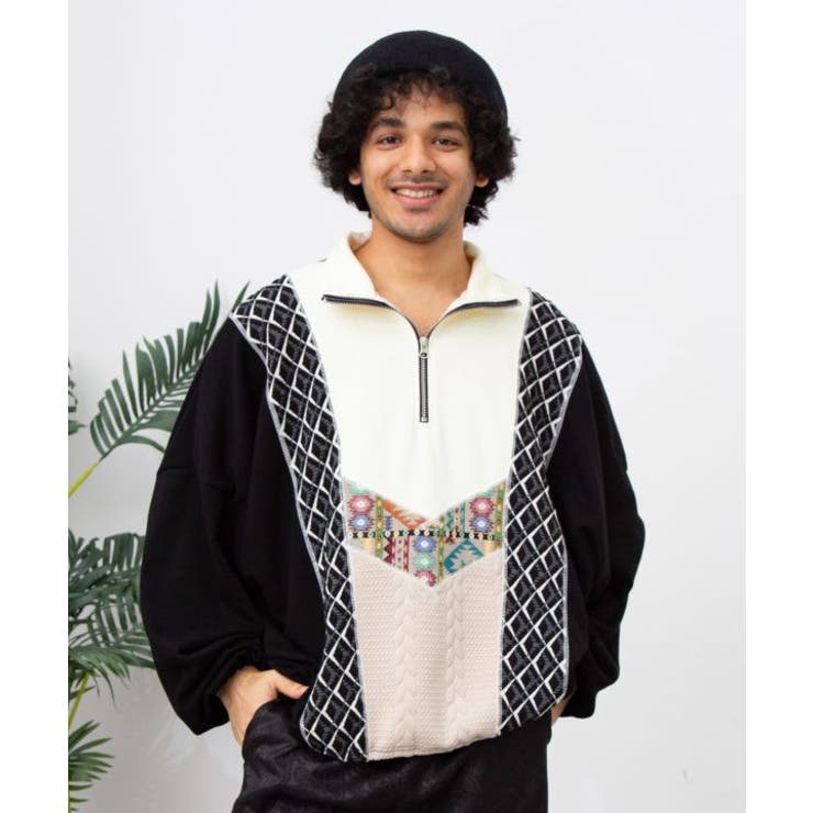 【チャイハネ】ファランナメンズハーフジップトップス | アミナコレクション  | 詳細画像2 