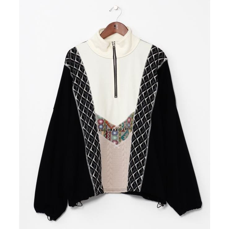 ブラック | 【チャイハネ】ファランナメンズハーフジップトップス | アミナコレクション 