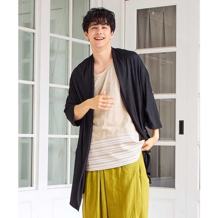 ブラック | 【チャイハネ】セナタメンズカーディガン＆タンクトップ2点セット | アミナコレクション