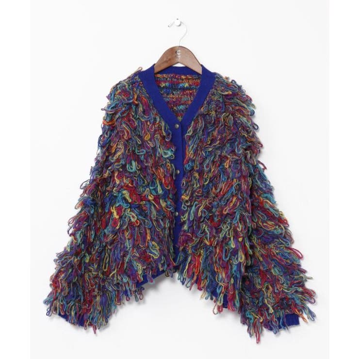 ブルー | 【チャイハネ】カラフルループニットカーディガン | アミナコレクション 