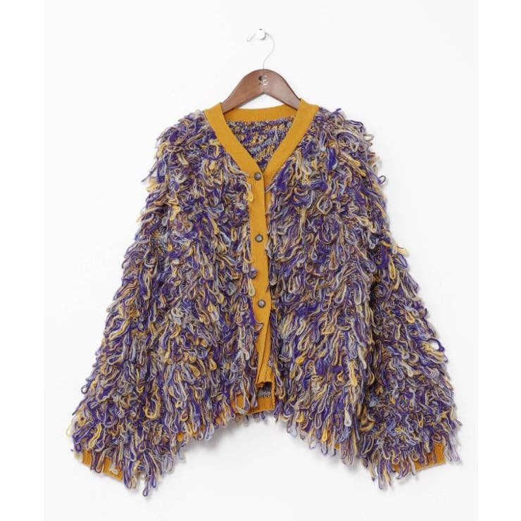 イエロー | 【チャイハネ】カラフルループニットカーディガン | アミナコレクション 