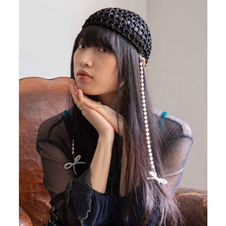 ブラック | 【チャイハネ】アミミパールキャップ | アミナコレクション 