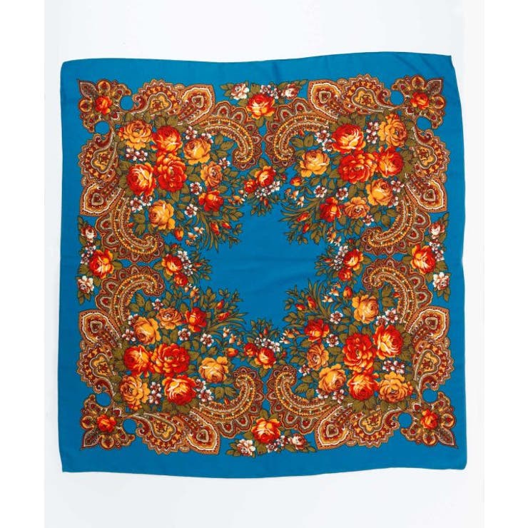 ターコイズブルー | 【チャイハネ】フラワースカーフ | アミナコレクション 