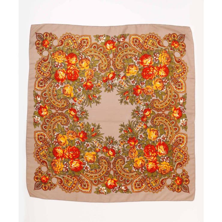 ベージュ | 【チャイハネ】フラワースカーフ | アミナコレクション 