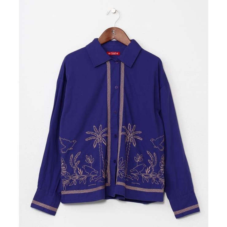 パープル | 【チャイハネ】アイララ刺繍シャツ | アミナコレクション 