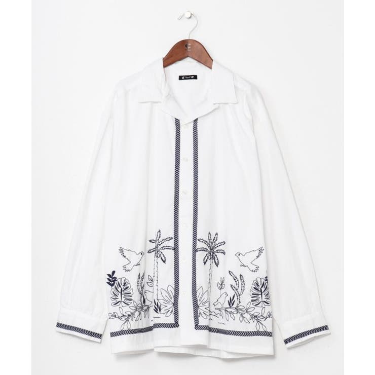 ホワイト | 【チャイハネ】アイララ刺繍メンズシャツ | アミナコレクション