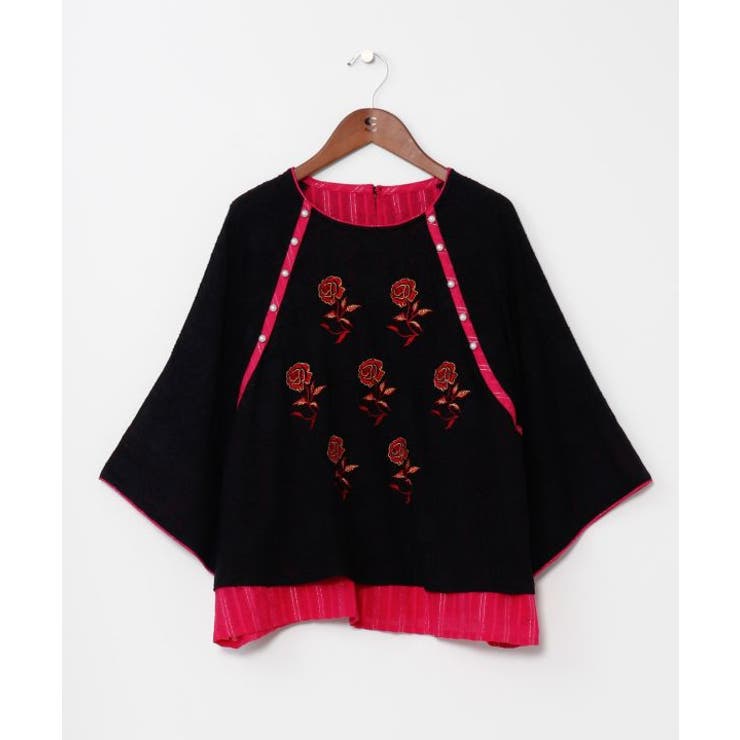 ブラック | 【チャイハネ】ペティナ刺繍トップス | アミナコレクション 