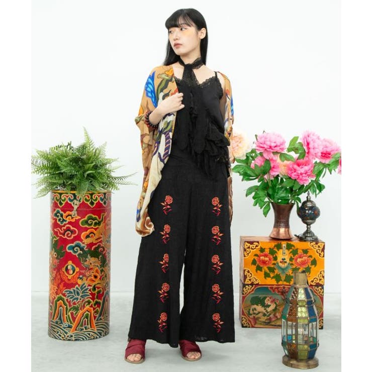 【チャイハネ】ペティナ刺繍ワイドフレアパンツ | アミナコレクション  | 詳細画像1 