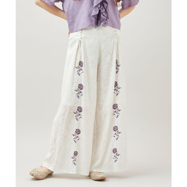 【チャイハネ】ペティナ刺繍ワイドフレアパンツ | アミナコレクション  | 詳細画像9 