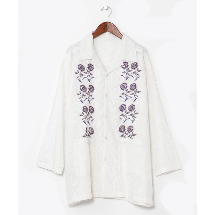 ホワイト | 【チャイハネ】ペティナ刺繍メンズシャツ | アミナコレクション 