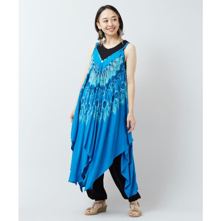 ブルー | 【チャイハネ】レレリアキャミワンピース サロペット2WAY | アミナコレクション 