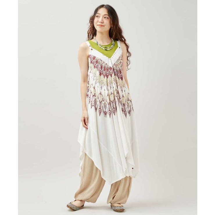 ホワイト | 【チャイハネ】レレリアキャミワンピース サロペット2WAY | アミナコレクション 