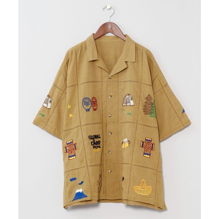 ベージュ | 【チャイハネ】ムーキャンメンズシャツ【Amina×grn×ogawaコラボ】 | アミナコレクション 