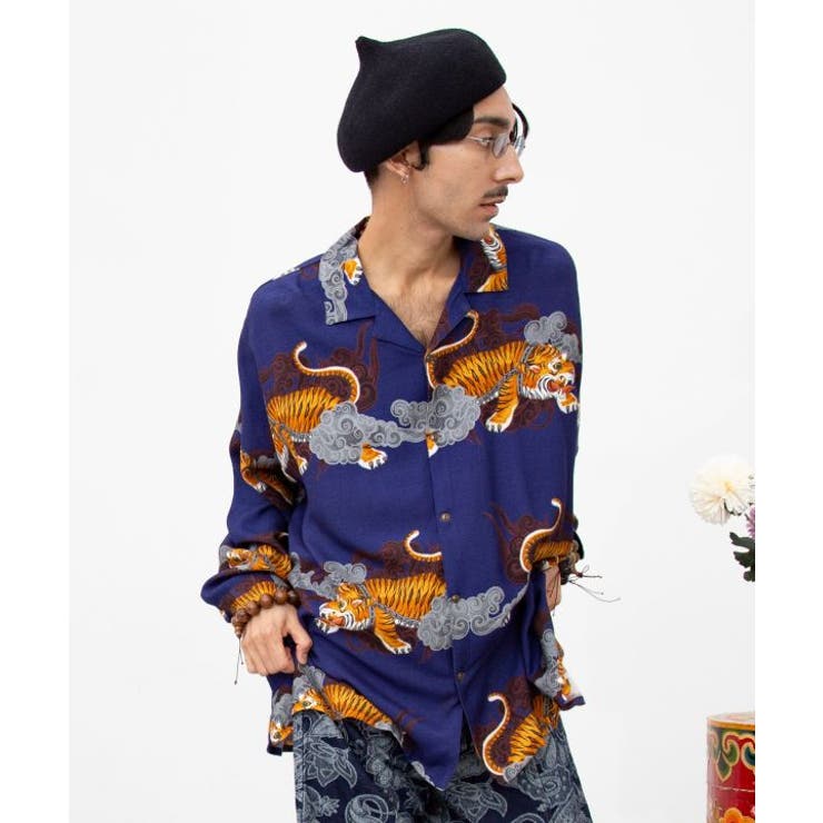 ネイビー | 【チャイハネ】ボーダカメンズシャツ | アミナコレクション