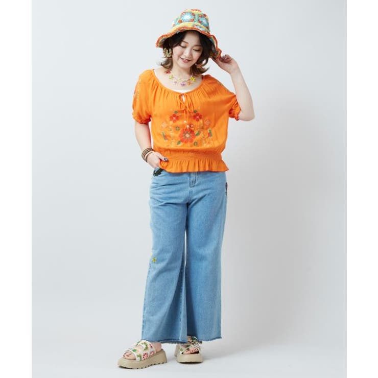 【チャイハネ】花刺繍クロスステッチトップス | アミナコレクション  | 詳細画像1 