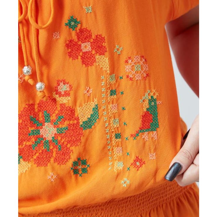 【チャイハネ】花刺繍クロスステッチトップス | アミナコレクション  | 詳細画像7 