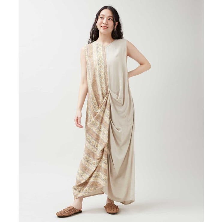 ベージュ | 【チャイハネ】ブリスラノースリーブワンピース | アミナコレクション 