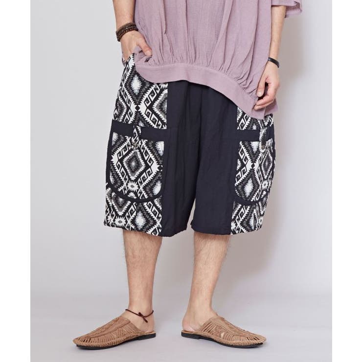 ブラック | 【チャイハネ】ジャカーゴメンズハーフパンツ | アミナコレクション 